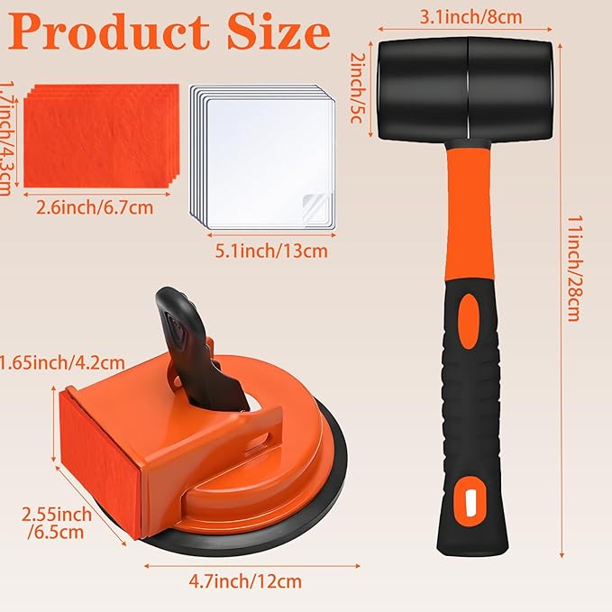 Floor Gap Fixer Tool, Heavy Duty Floor Gap Repair Tool with Rubber Mallet, Includes 6 Reusable Sticky Pads for Fixer Vinyl Plank Flooring,Wood Floor,Tile,Laminate Flooring Tools