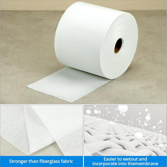 QWORK Waterproofing Membrane Fabric, 6 Inches x 328 Feet Anti-Fracture Liquid Waterproof Membranes Fiberglass Tape for Shower Wall,Leak,Seam