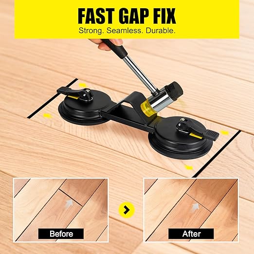 Floor Gap Fixer Tool - Heavy Duty 45° Striking Surface Floor Gap Repair Tool with Dual Enhanced Suction Cup, Plank Grabber Floors Fix Pro Made of Iron for Fixer Laminate/Vinyl Flooring Tools