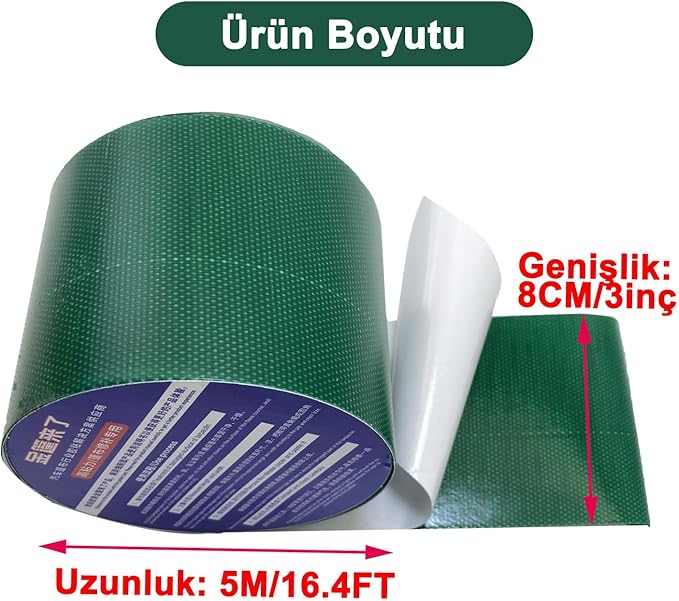 High Adhesive Tarpaulin Repair Tape, Tear Resistance Tent Tarp Repair Patch, Waterproof Heavy Duty Canvas Tarp Repair Tape for Car Boat Truck Roof Camping Woodpile，3.15IN*16.4FT，Green