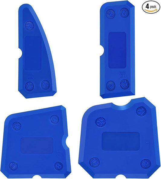 HOTOP 4 Pcs Silicone Caulking Tool Set Silicone Sealant Grout Finishing Tool with Multi Edges for Kitchen Bathroom Floor Sealant Sealing Blue Caulk Tools Kit