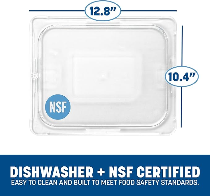 Carlisle FoodService Products StorPlus Flat Lid, Cover for Half Size Food Pans, 12.75" x 10.375", 1 Count, Clear