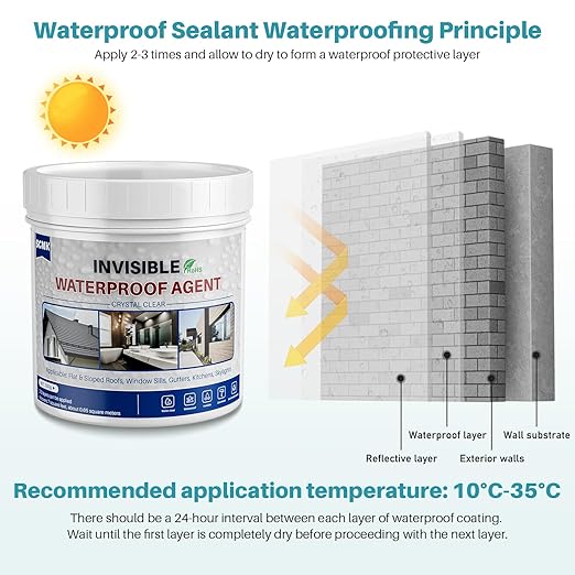 18oz Clear Waterproof Sealant Coating, Polyurethane Leak Repair Agent for Roofs, Bathrooms, Kitchens, Patios, Walls, Indoor and Outdoor Applications