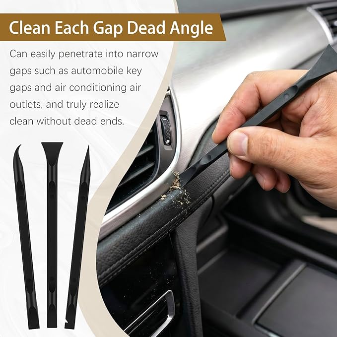 12 Pcs Carbon Fiber Plastic Scraper Tools, Multi-Purpose Pen-Shaped Label Sticker Remover, Narrow Crevice Cleaning Kit for Auto Detailing, Kitchen Gaps, Stain, Grease & Dirt Removal