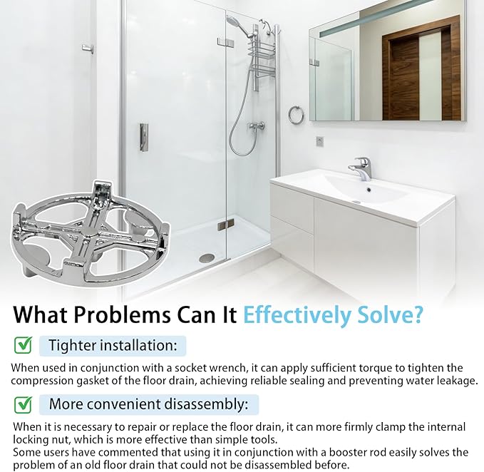42239 Shower Drain Wrench Compatible with No-Caulk Shower Drains, Drain Pipe Kit
