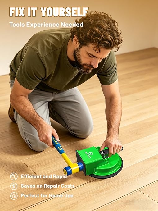 Laminate Floor Gap Fixer Tool Repair Kit, LVP Flooring Suction Cup Tool for Gaps, Heavy Duty Joint Puller Tools with 5 Reusable Sticky Pads & Rubber Mallet, Professional Hardwood Plank Closer (Orange)