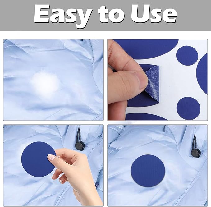 Waterproof Self-Adhesive Nylon Fabric Repair Tape - Tent Repair Kit,48pcs Fabric Patches for Tent, Jacket, Clothes, Puffer Down Jacket,Sleeping Bag, Outdoor Gear Tenacious Repairs Tape, Royal Blue