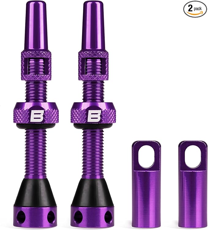 BWSHLF Tubeless Presta Valve Stem 40/44/55/60/65/80/100 mm, Super Light Alloy Presta Valve Stem Kit with Valve Core Remover Tool and Valve Stem Caps - Multiple Color and Size Options(Pair)