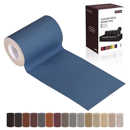 Leather Repair Patch Tape, Blue 3 x 61 Inches Self Adhesive Leather Repair Kit for Furniture, Car Seat,Vinyl Leather Repair Kit for Office Chairs, Couch, Sofa, Luggage