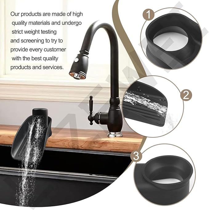 Black Dishwasher Air Gap Cover Water Ramp Silicone Splash Guard, Universal Accessory for Dishwasher Air Gap, 4° Overflow Spout Extender for Dishwasher - Drain Water Efficiently
