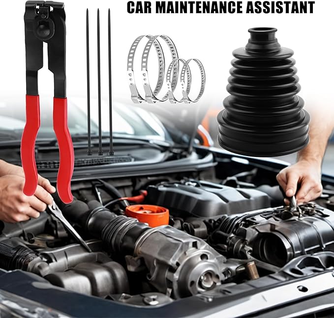 CV Boot,Professional CV Axle Boot Repair Kit with Ball-Cage Pliers & 4PCS Stainless Steel Clamp,Dustproof CVs Joint Boots Kit for Protecting CVs Axle Boots Car Accessories