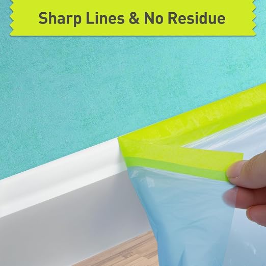 Tangibay Pre-Taped Masking Film for Painting - 22" x 66' Painters Plastic Sheeting with Automotive Paint Tape and Drape for Covering Cars, Walls, Windows and Furniture Protection (5 Rolls)