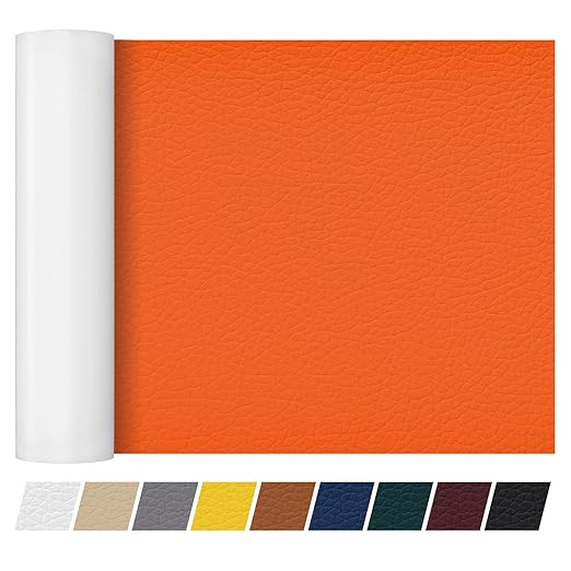 Leather Repair Patch Tape 16×55 inch Furniture Leather Strong Self Adhesive Tape for Sofas Couch Car Seats Cabinets Bags Anti Scratch Patches First Aid Patch Fixing Leather Orange