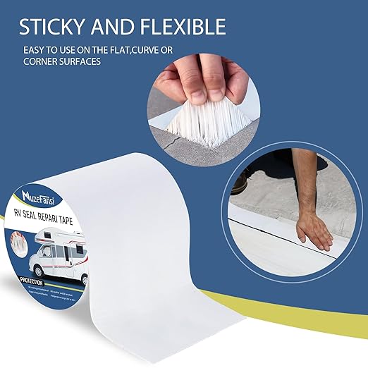 RV Roof Tape 6 Inch X 50 Feet 1Pack, UV & Weatherproof White RV Sealant Roofing Tape,Waterproof RV Tape for Camper Trailer Truck Stop Roof Window Boat Sealing Leak Repair