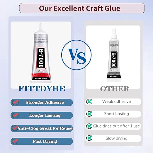 B7000 Jewelry Glue for Making, FITTDYHE 1PCS 50ML/1.69 fl oz Clear Adhesive for Rhinestone, Fabric, Multipurpose Super B-7000 for Phone Repair, Nail Art, Wood, Glass, Charms