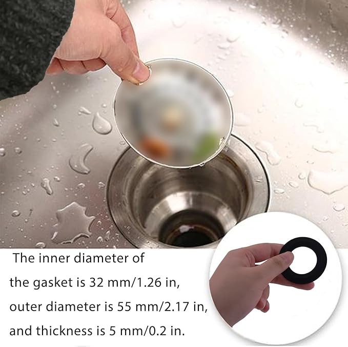 5 Pack Silicone Sink Drain Bracket Seal Ring,Drainage Seal,Universal Drainage Pad Replacement for Kitchen Bathroom Sink Bathtub Drain Plug,Inner Diameter 32mm Outer Diameter 55mm(Black)