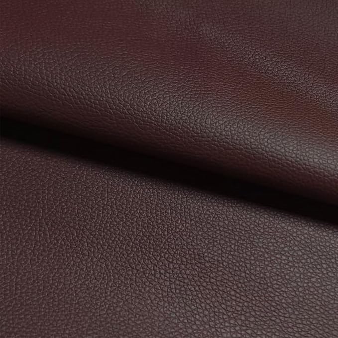 Brown Leather Fabric, Grained Lychee Faux Leather Sheets, 39x54 Inch Waterproof Vinyl Fabric, Leather Upholstery Fabric for Sewing, DIY Crafts, Sofa, Car Seat, Motorcycle Cushion and Chairs