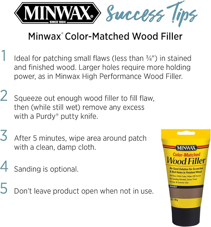 Minwax 448520000 Color-Matched Filler Wood Putty, Natural 6 oz