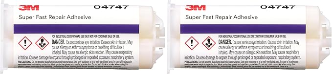 3M Super-Fast Repair Adhesive, 04747, Tranlucent Color,Two-Component, Semi-Rigid, Urethane Adhesive, 47.3 mL/1.6 fl oz Cartridge (Pack of 2)