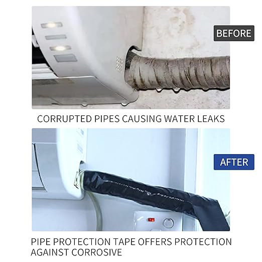 TAPEBEAR Corrosion Protection Pipe Tape, 10mil Pipe Wrap Tape for Drain Pipe, Metal Electrical Outdoor Underground Pipe, Waterproof PVC Black Tape Thicker for Hose Leak Proof, 3Inch x 33Yard