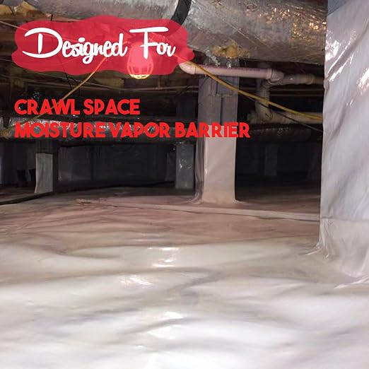 Vapor Barrier Tape, 4 Inch x 200 Feet Polyethylene Tape Sealing Moisture Barrier Seam, Seal Tape for Crawl Space, Underlayment, Marine Use, White Insulation Tape, Waterproof