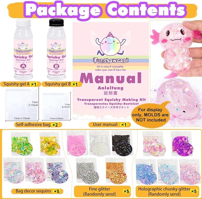 Taba Squishy Making Kit Clear Gel Flex Rubber Crystal Liquid Silicone 17oz Pack