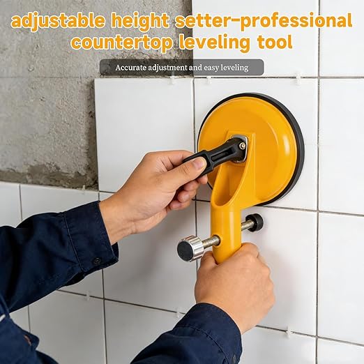 2-in-1 Floor Gap Fixer Suction Tool, Adjustable Height Tile Leveler, Heavy Duty Rubber Suction Cup Clamp, Granite Marble Seam Leveler for Gap Repair Slab Alignment