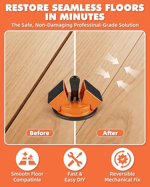 Floor Gap Fixer Tool Kit with Rubber Mallet, Dual 45° Striking Tool for Laminate & Vinyl Plank Flooring, Heavy Duty Suction Cup Set with 8 Sticky Pads & Gap Cleaning Brush