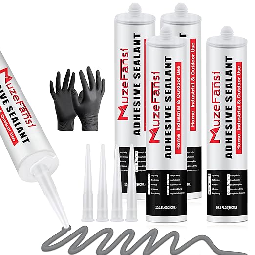 Cement Crack Filler, Concrete Crack Repair Sealant,Flexible Self-Leveling Sealant for Horizontal Surfaces, 10.1 fl. oz (4 Pack, Gray)