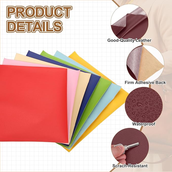MECCANIXITY 3 Pcs Leather Repair Patch 10"x12" Self-Adhesive Leather Vinyl Repair Tape Kit for Furniture Couches Sofa Chair Car Boat Seats Jackets, Wine Red