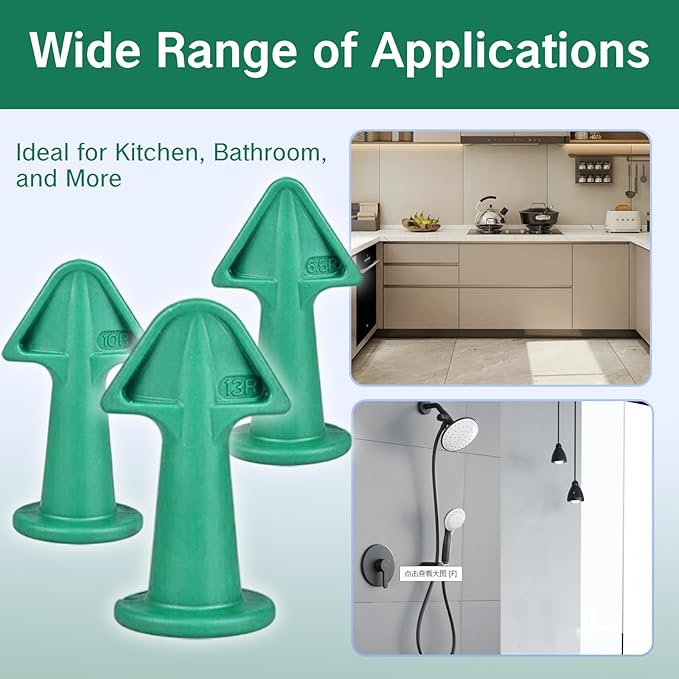 Caulking Tips with Nozzle Adapter Reusable Silicone Caulk Applicator Tools for Easy Application Finishing Grout and Sealant Includes 6.5R 10R 13R Nozzles Easy Caulking Finger Tool(Green)