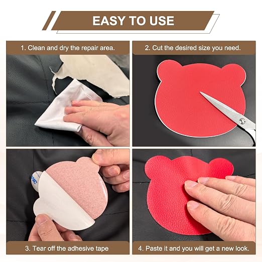 PATIKIL Leather Repair Patch, 2 Pcs 4 x 3.5 Inch Self-Adhesive Vinyl Patch Furniture Tape Repair Kit for Sofas Couches Stools Chairs Cabinets Bags, Gray