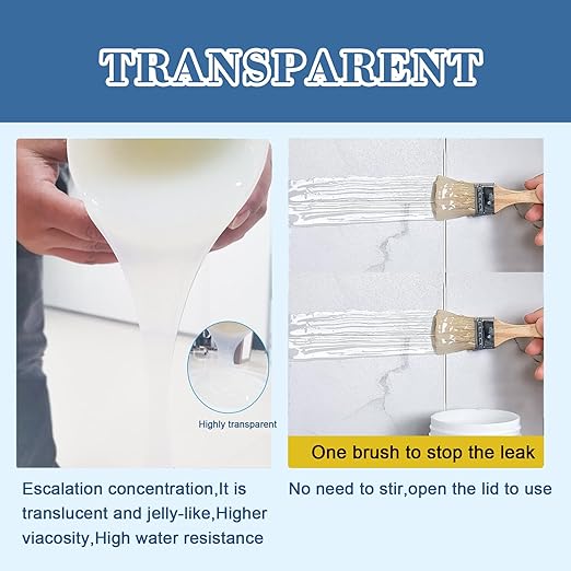 Waterproof Glue,Invisible Agent,Strong Waterproof Transparent Sealant,for Bathroom, Kitchen, Garden, Roofs, Walls (2, Kilograms)