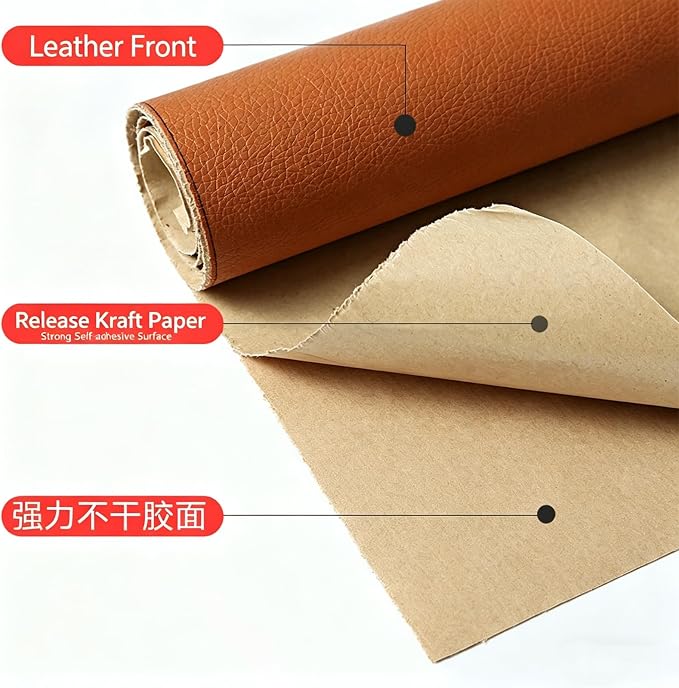 Cremsy Leather Repair Patch, Self Adhesive Leather Repair, Waterproof Vinyl Repair Patch, Cuttable Furniture Repair Tape for Couches, Sofa, Furniture, Car Seats, Bags, Jackets (Burgundy)