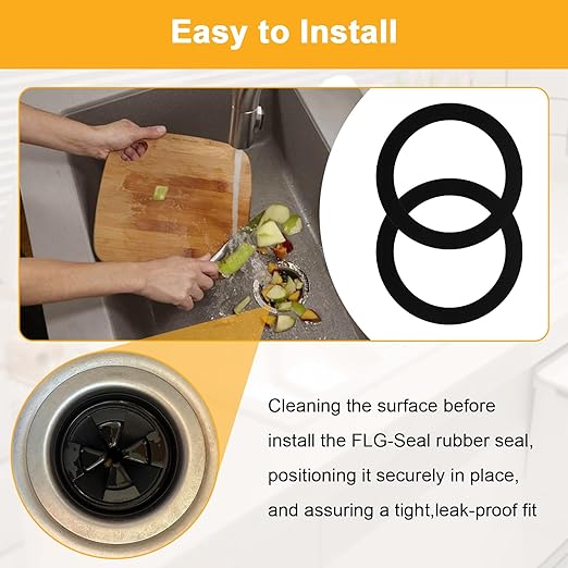 FLG-Seal Sink Seal Gasket Accessory,Putty-Free Rubber Seals Replacement for InSinkErator Kitchen Sink Garbage Disposal Drain,2Pcs
