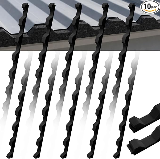 10 Pcs 3ft Long Octagonal Foam Closure Strips for for Metal Roofing Standing Seam Low Rib Shallow Wave Panels Seal Ridges Mountain Joints Avoid Gaps Wind Water Dust Closed for Roof Maintenance Repair