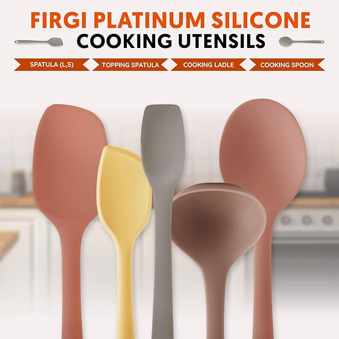Platinum Silicone Spatula – BPA Free Silicone Spatula for Cooking – Heat Resistant Cooking Utensils for Non Stick Pans – One-Piece Spoonula for Baking, Mixing & More – Kitchen Scraper 9.3” Dry Rose