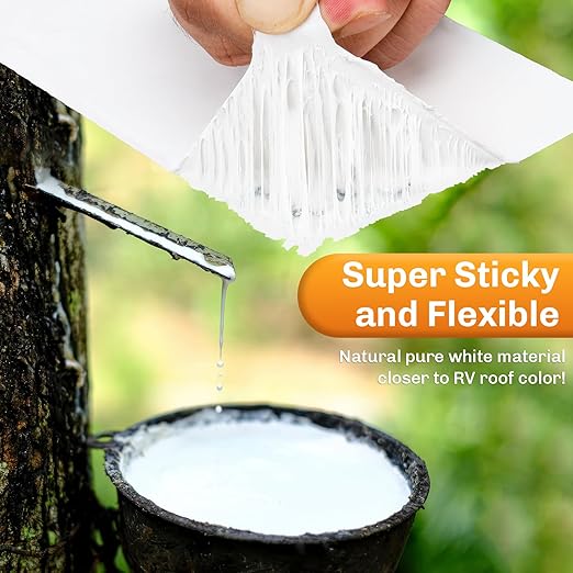 WELLUCK RV Roof Tape Sealant Roofing Tape, 2 Inch X 50 Foot Natural White RV Tape for Roof Repair Camper Trailer Boat Sealing Leak Repair, UV & Waterproof