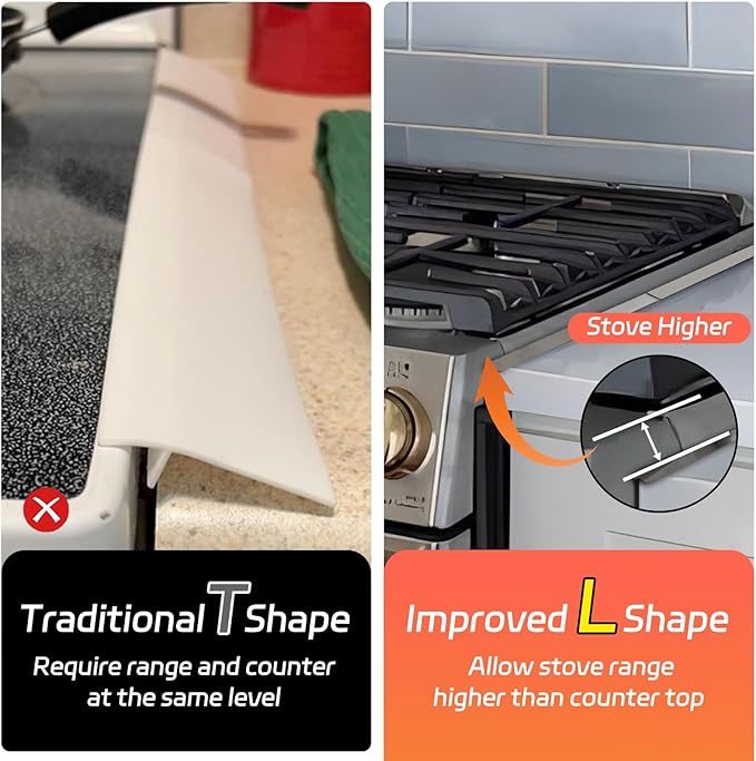 Stainless Steel Stove Counter Gap Cover (2 Pack), Oven Gap Filler, Stove Gap Filler for Kitchen, Range Trim Kit, Easy Clean with Heat Resistant, Adjustable Length 13.8” to 27.6” 1