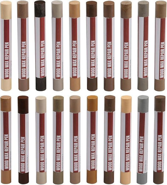 Wood Filler Sticks，20 Colors Wood Repair Wax Crayons Furniture Markers Touch up for Repairing Scratches, Scuffs, Cracks, Dings and Holes in Wood Floors, Cabinets, Furniture (Technicolor Series)