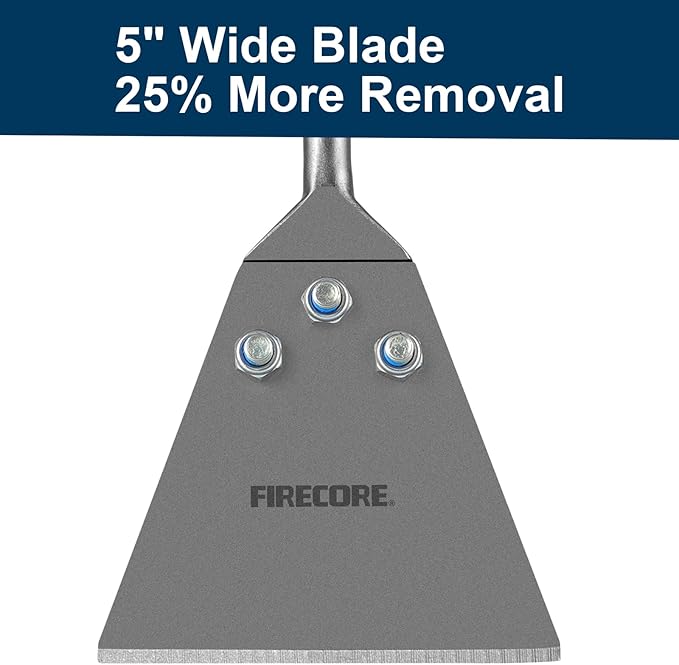 Firecore SDS Plus Floor Scraper with Spare Bolts and Locknuts, 5 Inch x 11 Inch Tile Removal Chisel Tool Long Handle Heavy Duty for Rotary Hammer Drill, Thinset Scraper Adhesives Remover FS22510