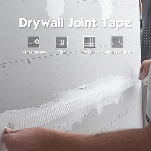 ROLLINGDOG Drywall Joint Tape, 2'' x147 ft Fiberglass Mesh Tape, Self-Adhesive Drywall Repair Tape for Wall Crack Repair, 1 Roll