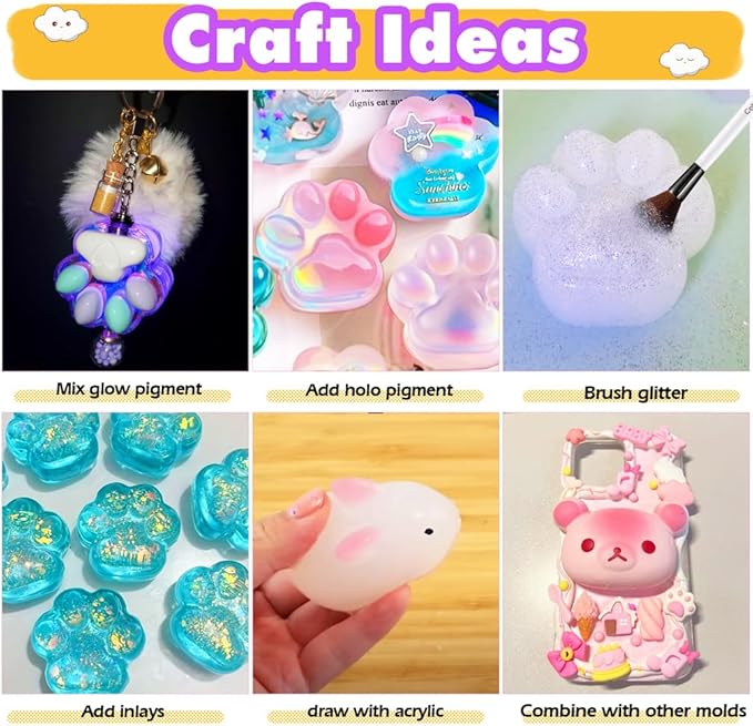 Taba Squishy Making Kit Gel+Bunny Silicone Mold+Flocking+Pigment