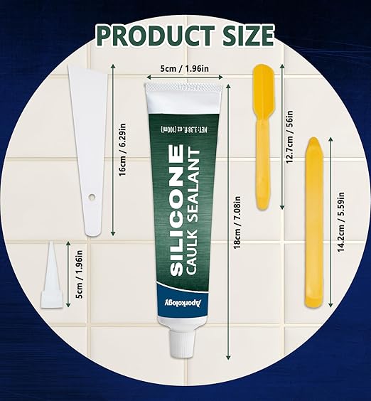 Clear Silicone Caulk Waterproof Silicone Sealant Stronger Adhesion Clear Caulk for Kitchen and Bathroom,Door, Window 3.38 fl.oz(100ml)