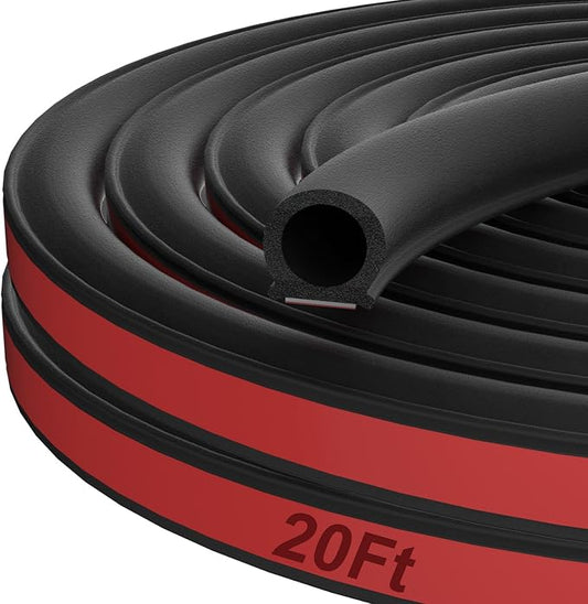 alophoty 20 Ft Rubber Weather Stripping Door Seal, D Shaped Automotive Weather Stripping, Car Door Seal Strip, Self Adhesive Soundproofing Weatherstripping for Doors Windows Car Truck Auto RV