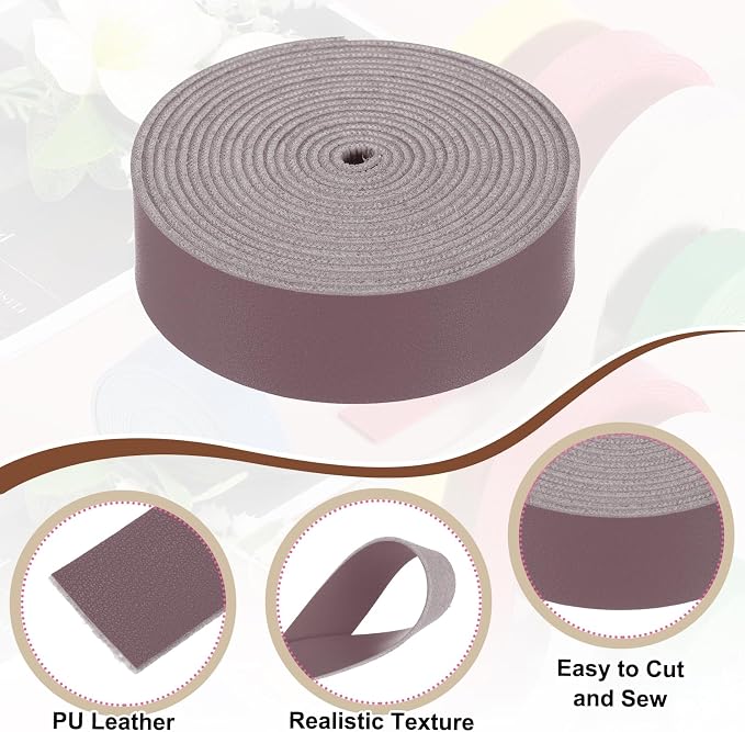 MECCANIXITY Faux Leather Strap, 1" Width x 98" Long Grained Leather Belt Strip Trim Roll for DIY Craft Projects, Pet Collars, Traction Ropes, Bag Straps, Hobby Workshop (Purple)