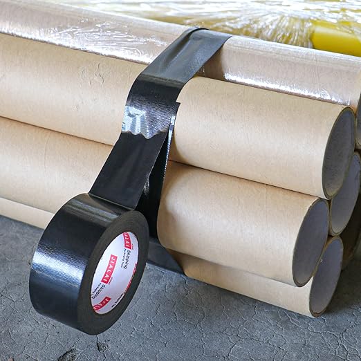JIALAI HOME Black Heavy Duty Duct Tape, 2 inches x 30 Yards - 5 Pack, 8.27 mil Thickness, Strong, Flexible, No Residue, All-Weather and Tear by Hand - Bulk Value for Repairs