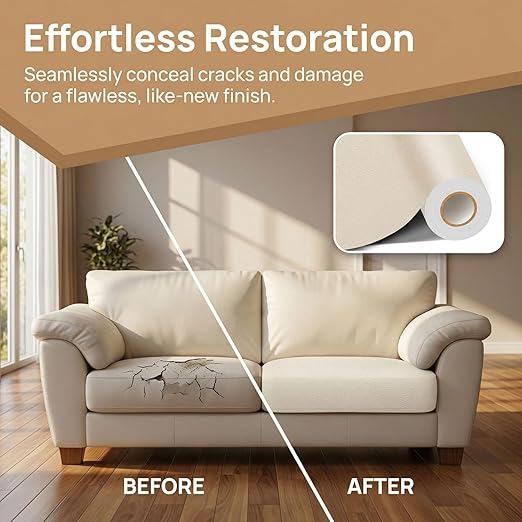 Leather Repair Patch, Leather Repair Tape, Repair Patch Self Adhesive Waterproof, Vinyl Repair Tape, for Couches, Car Seats, Chairs, Furniture (Beige, 24 x 54 Inch)