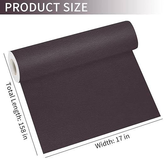 Leather Repair Patch 17X158 inch Large Self-Adhesive Leather Repair Tape, Reupholster Leather Patches for Furniture Couch Chairs Car Seat (Dark Brown, 17x158 inch)