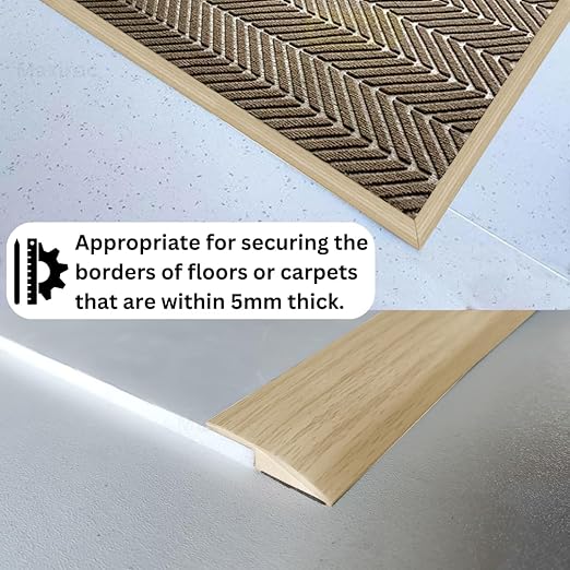Maxiroc Floor Transition Strip Self Adhesive Carpet Wood Tile Vinyl Flooring Laminate Transition Cover Edge Trim Gap Doorway Threshold for Uneven Floors Heights Within 5 mm (120 inches, Beige Cream)